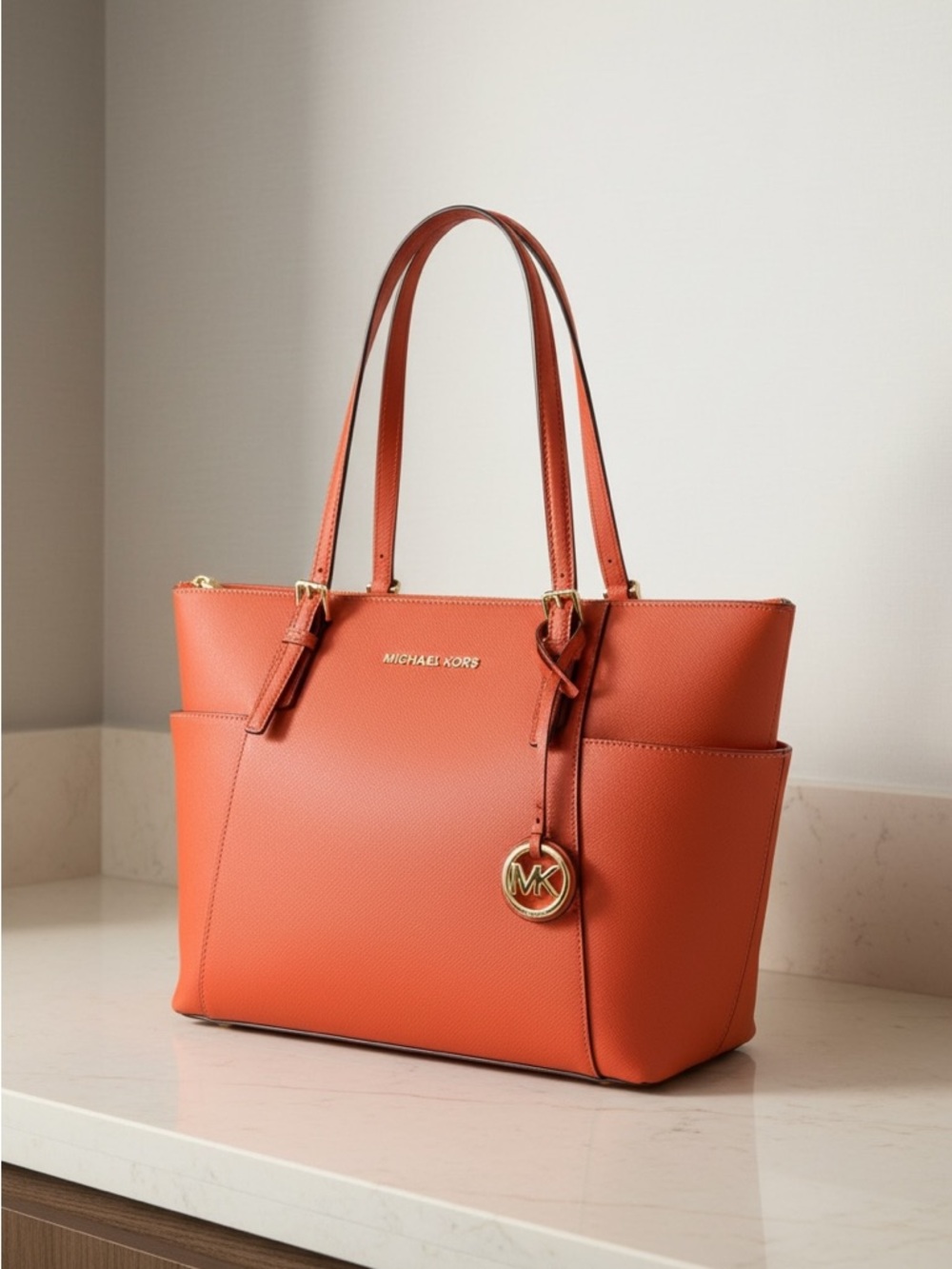 Authentic Michael Kors Burnt Orange Saffiano Leather Tote Bag! - Picture 15 of 16